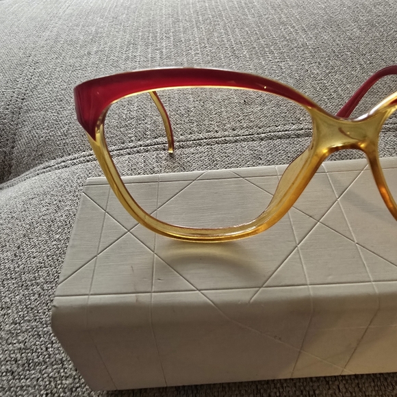 CHRISTIAN DIOR Vintage Cateye Optical Frames Pink and Yellow - Picture 4 of 5